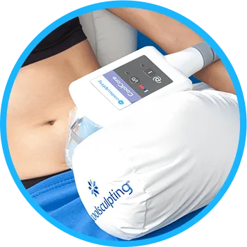 Fat freezing applicator placed on an abdomen at Cool Clinic, CoolSculpting fat freezing Dublin