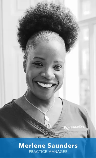 Portrait of Merlene Saunders, Practice Manager, with name caption for CoolSculpting fat freezing in Dublin